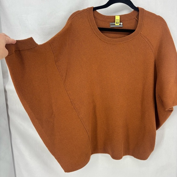 Anthropologie Vanessa Knit Honey Tan Poncho Sweater Women’s Medium Pullover Chic - Picture 5 of 9